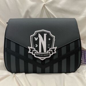 Loungefly X Wednesday Addams Nevermore Thing Cosplay Crossbody Bag NWT